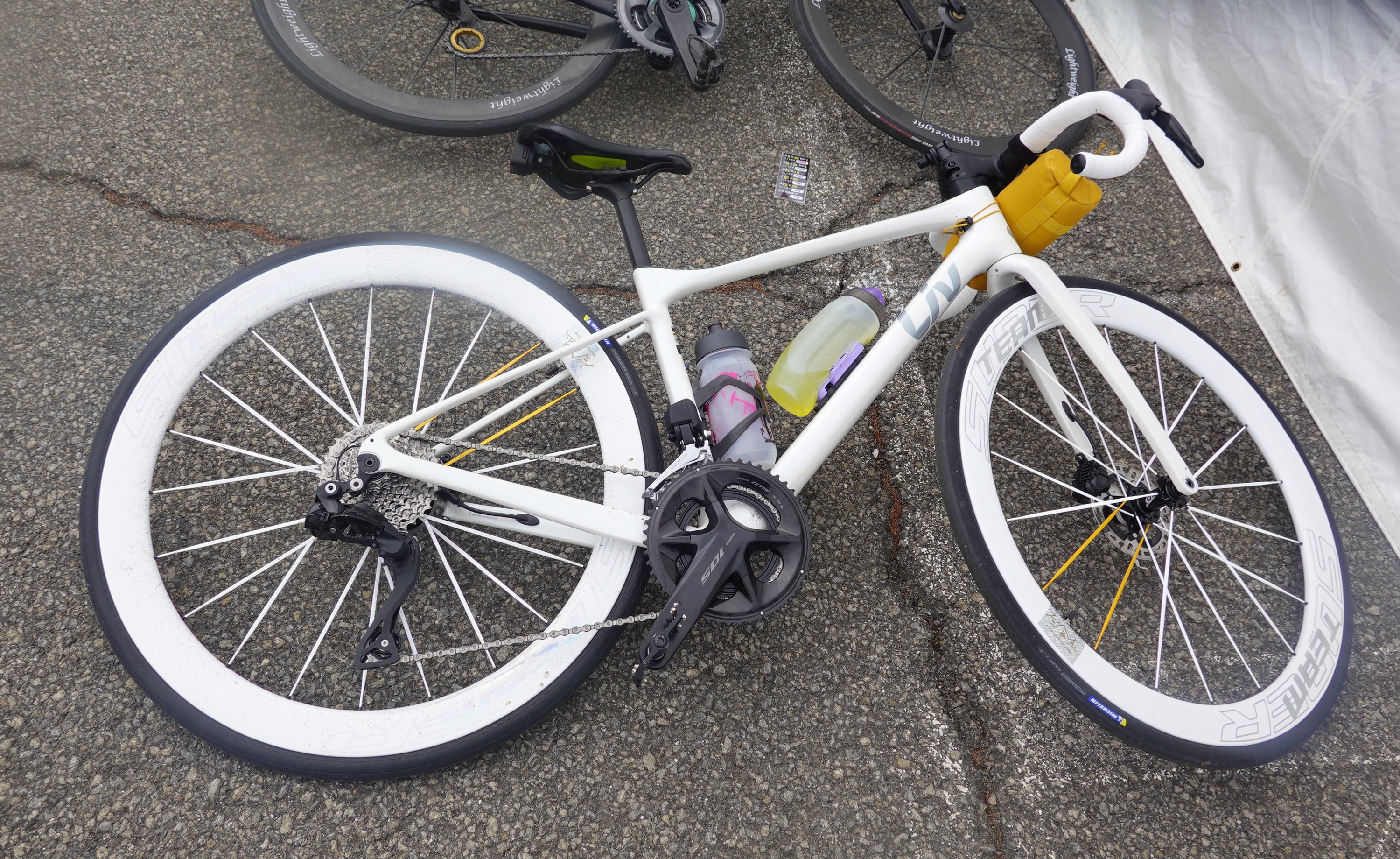 White road bike ready for service